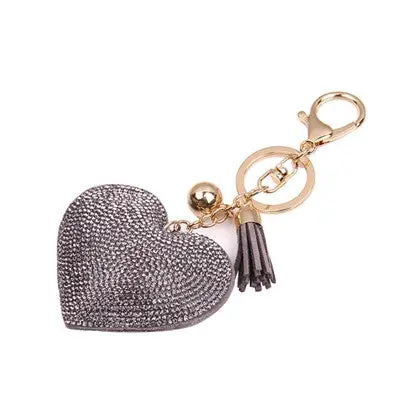 Women Girls Love Rhinestone Tassel Keychain Bag Handbag Key Ring Car Key Pendant 3