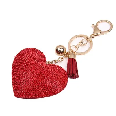 Women Girls Love Rhinestone Tassel Keychain Bag Handbag Key Ring Car Key Pendant 4