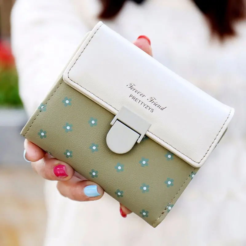 Women Girls Plum Flower Short Coin Purse Wallet Handbag Women Purse Korean Small Wallets Zipper Purses 1