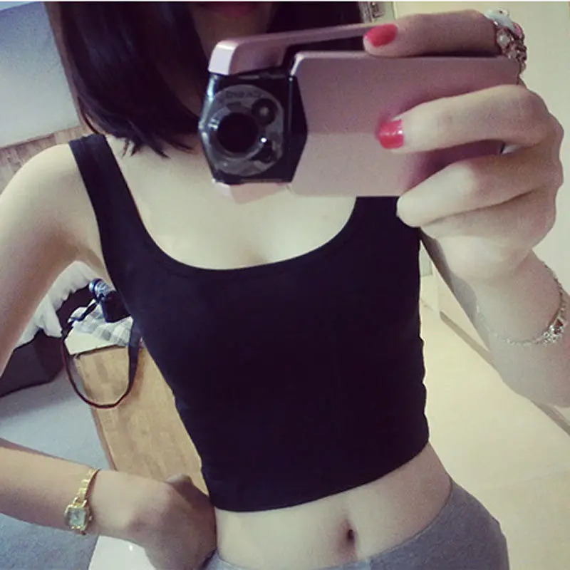 Women Girls Sexy Tops Slim Tight Short Tees Vest Tank Oneck Sleeveless Solid 3 Colors Tanks & Camis 5