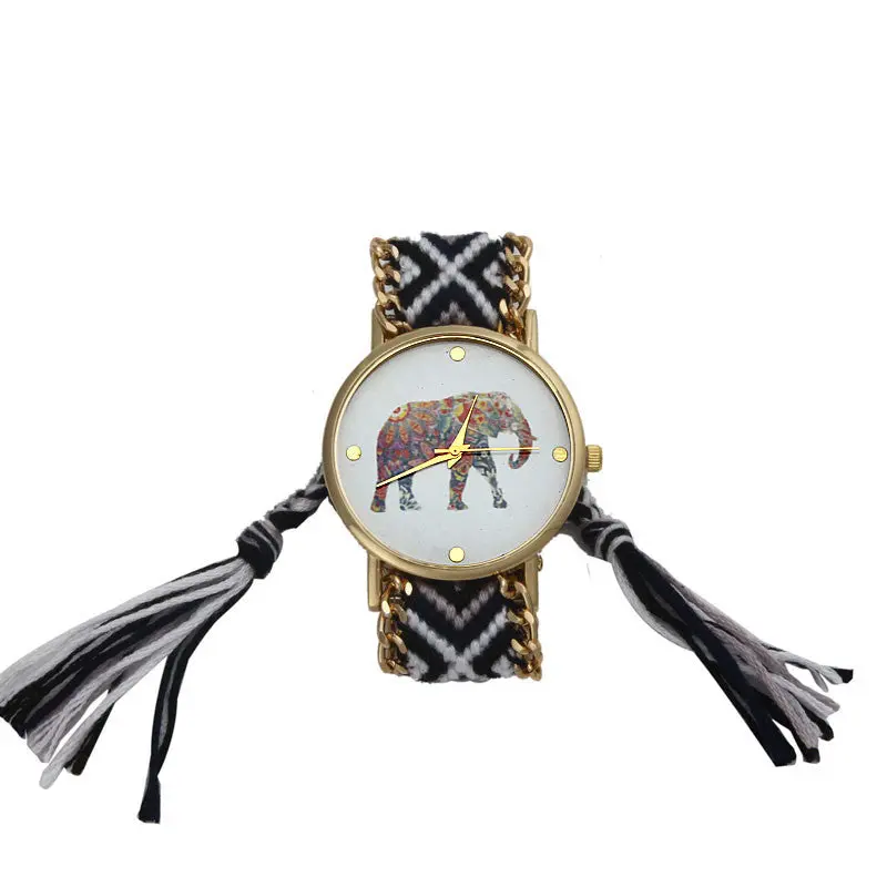 Women Handmade Braided Watch Elephant Watch Women Quartzwatch Analog Quartz Clock Casual Relogio Wrist Watches 2