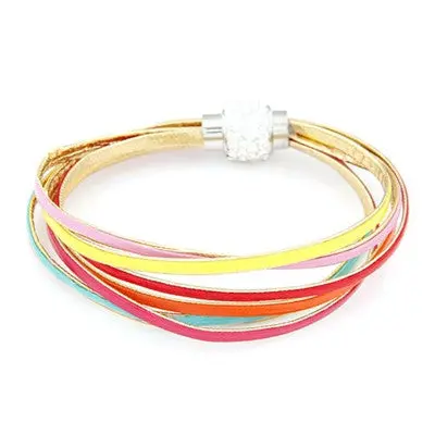 Women Handmade Rhinestone Crystal Bracelets Girls Colorful Magnet Rope Charm Weave Bracelet Jewelry Gift 3