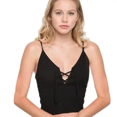 Women Harajuku Crop Top Front Cross Age Strappy Bustier Tops Tank Bralette Camis Beach Tees Size S/M 1