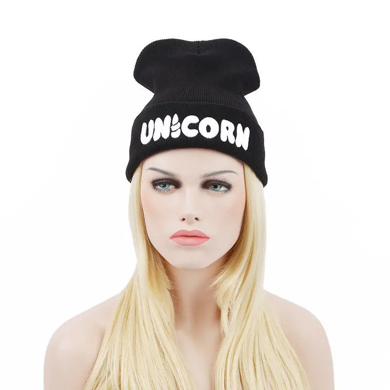 Women Hat Black Unicorn Beanie Knitted Hats And Snapback Men And Women's Solid Cap 2