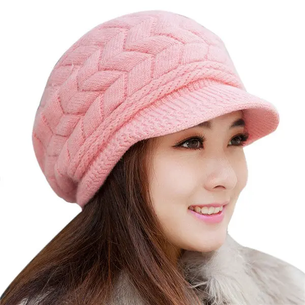 Women Hat Casual Hip-Hop Hats Skullies Beanies Knitted Hats Rabbit Fur Pompons Ear Protect Casual Cap 4