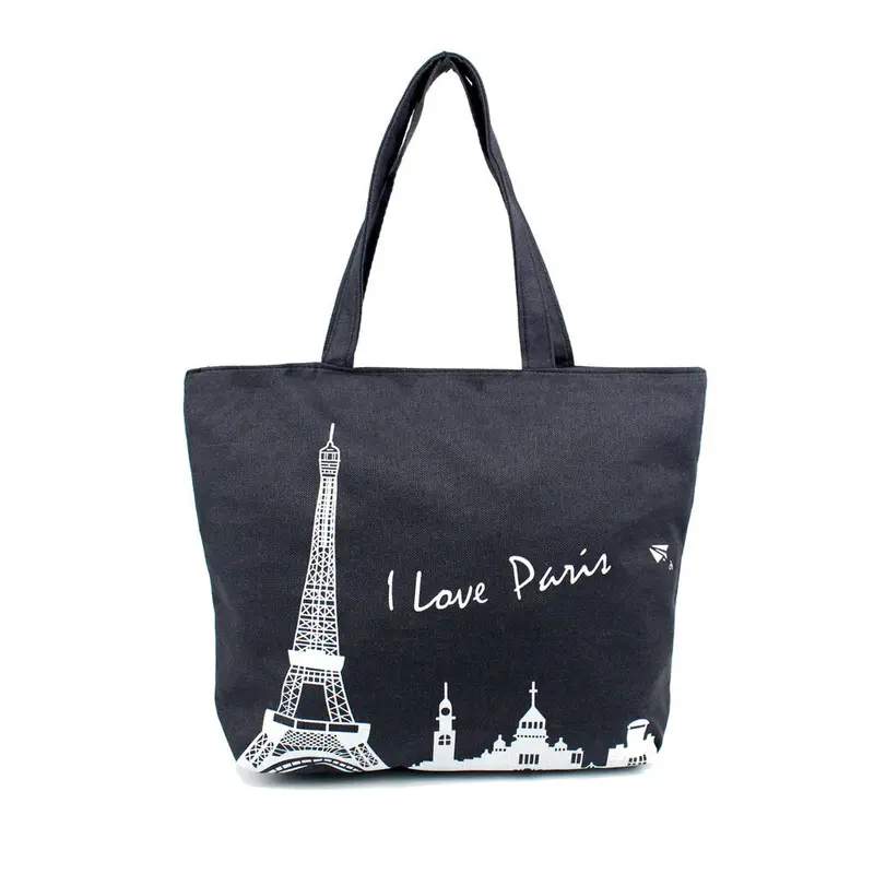 Women Hbags Canvas Large Capacity Shopping Shoulder Bag Paris Eiffel Tower Daily Use Hbag Bags Tote 4