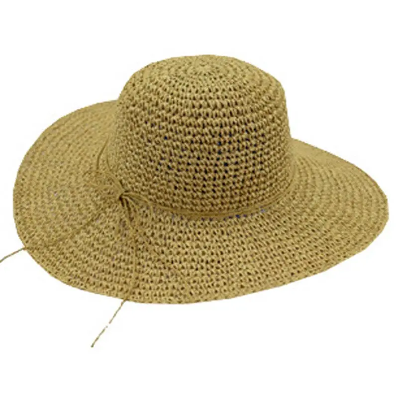 Women Hmade Crochet Sun Hat Straw Beach Wide Large Brim Cap 1