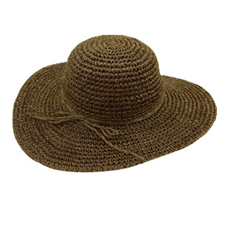 Women Hmade Crochet Sun Hat Straw Beach Wide Large Brim Cap 2