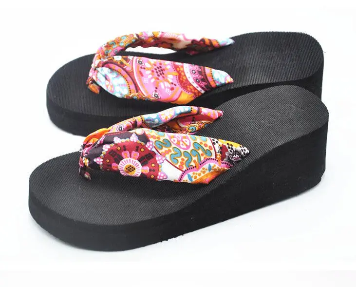 Women Home Slippers Korean Bohemia Beach Sandals Platform Wedges Flip Flops 1