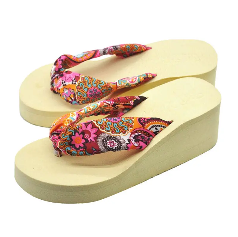 Women Home Slippers Korean Bohemia Beach Sandals Platform Wedges Flip Flops 5