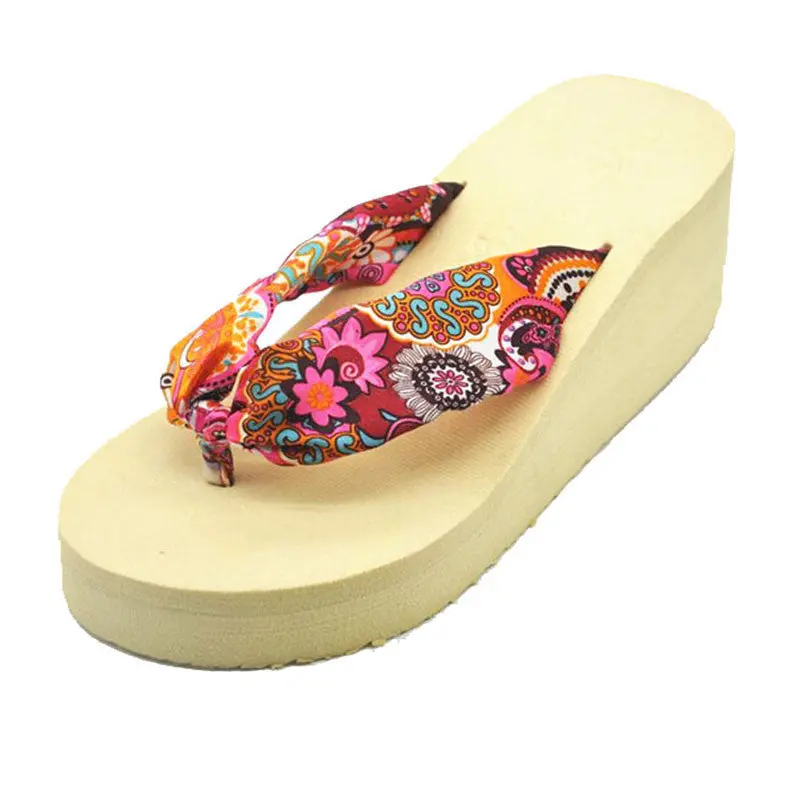 Women Home Slippers Korean Bohemia Beach Sandals Platform Wedges Flip Flops 6