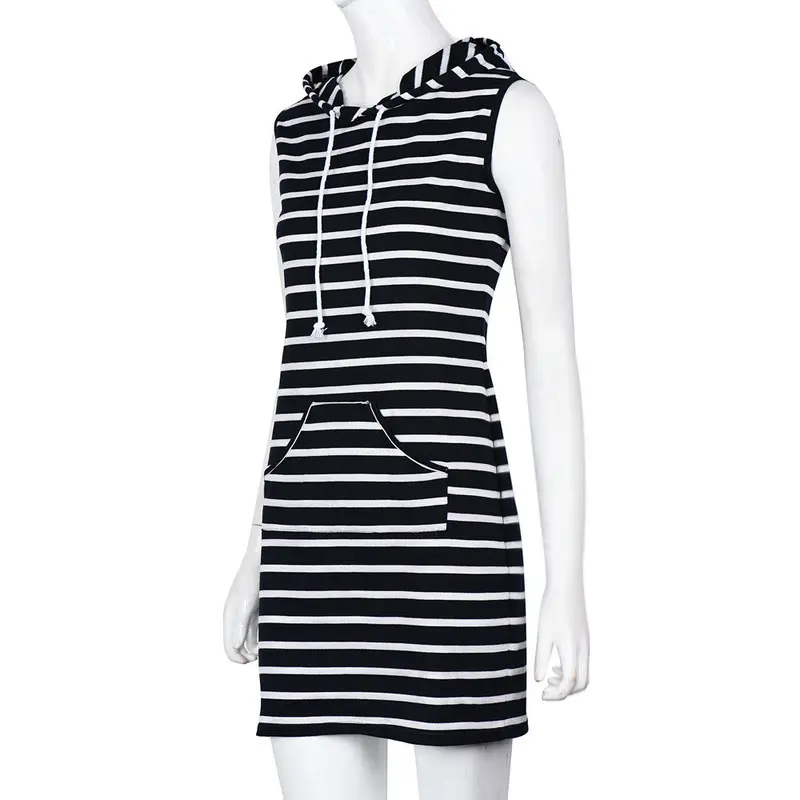Women Hoodies Dress Elegant Pockets Casual Women Clothing Women Sleeveless Vestido 4