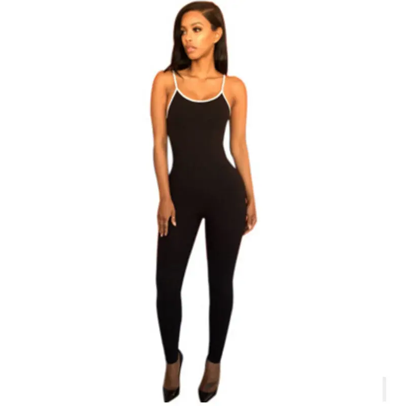 Women Jumpsuit Sexy Low Cut Bodycon Jumpsuit Adjustable Strap Rompers Womens Jumpsuit Black Sleeveless Jumpsuits 1
