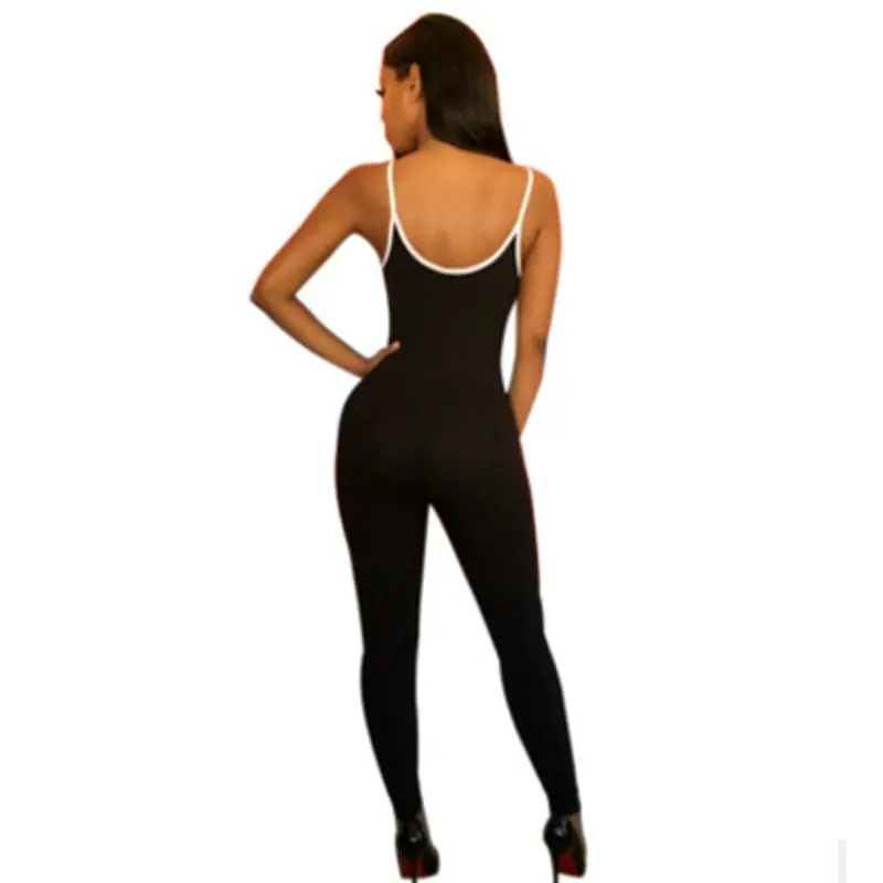 Women Jumpsuit Sexy Low Cut Bodycon Jumpsuit Adjustable Strap Rompers Womens Jumpsuit Black Sleeveless Jumpsuits 2