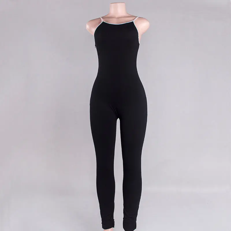 Women Jumpsuit Sexy Low Cut Bodycon Jumpsuit Adjustable Strap Rompers Womens Jumpsuit Black Sleeveless Jumpsuits 3