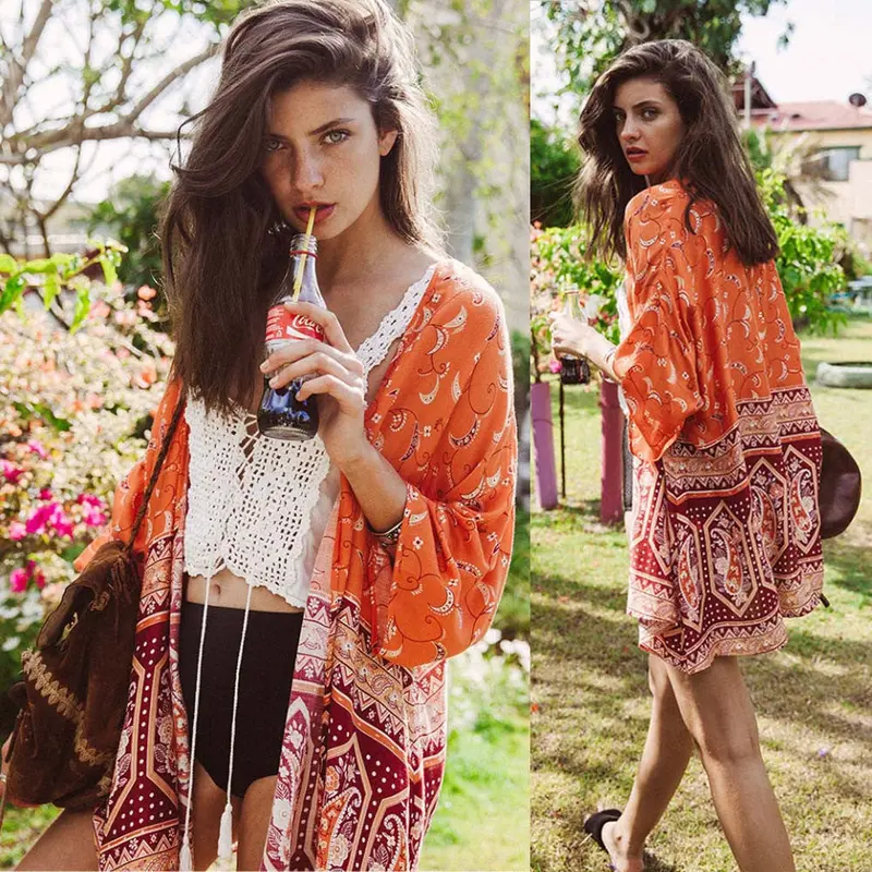 Women Kimono Cardigan Knitted Chiffon Blouse Shirt Casual Chiffon Cardigans Kimonos Plus Size Feida 2