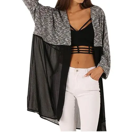 Women Knitted Long Cardigan Sweater Lady Sexy Casual Chiffon Patchwork Cardigans Women Knitted Clothing Gv281 2
