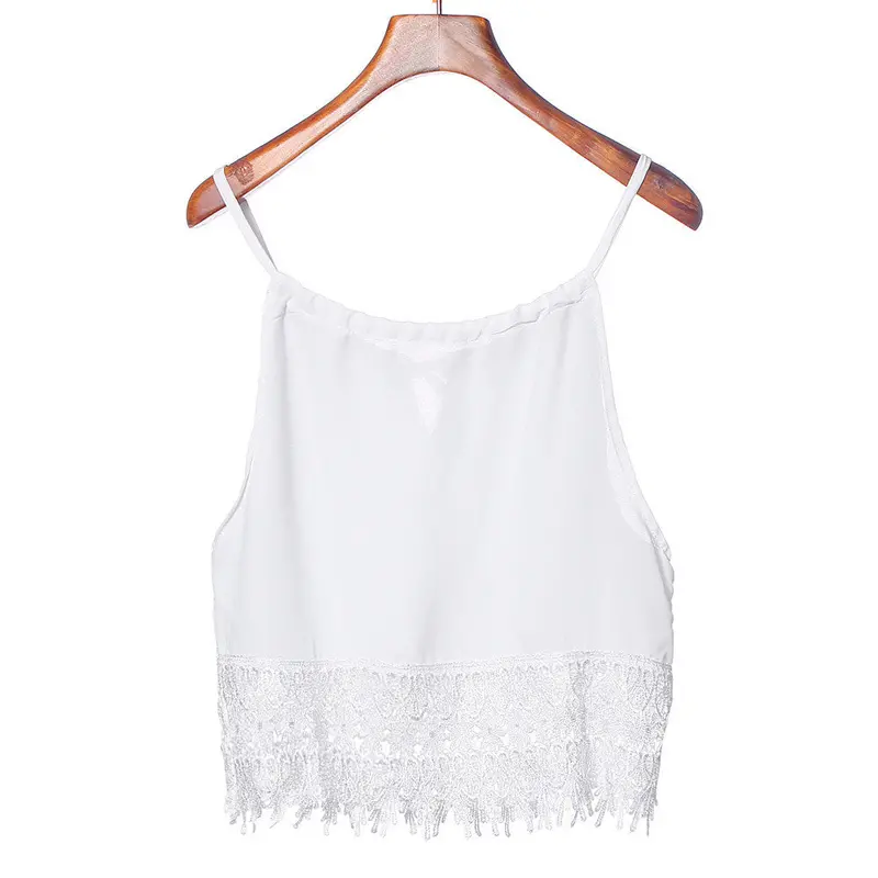 Women Lace Crop Top For T Shirt Cotton Sleeveless Tank T-Shirt Girl Ladies Tanks Cropped 1