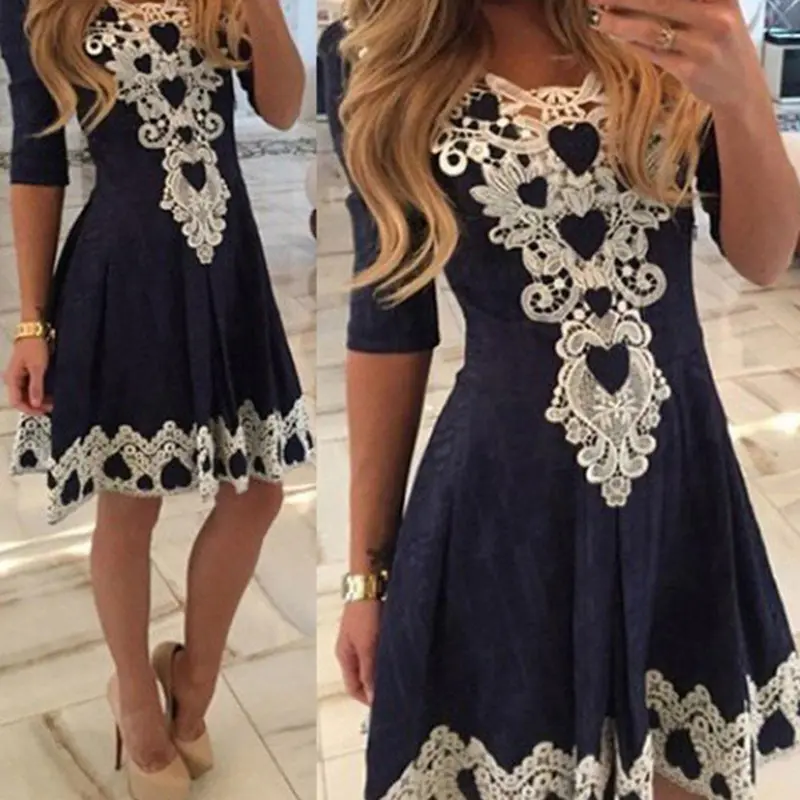 Women Lace Dress Vestidos Vintage Black High Waist Sexy Dress Night Club Dress Clothes Plus Size Feida 3
