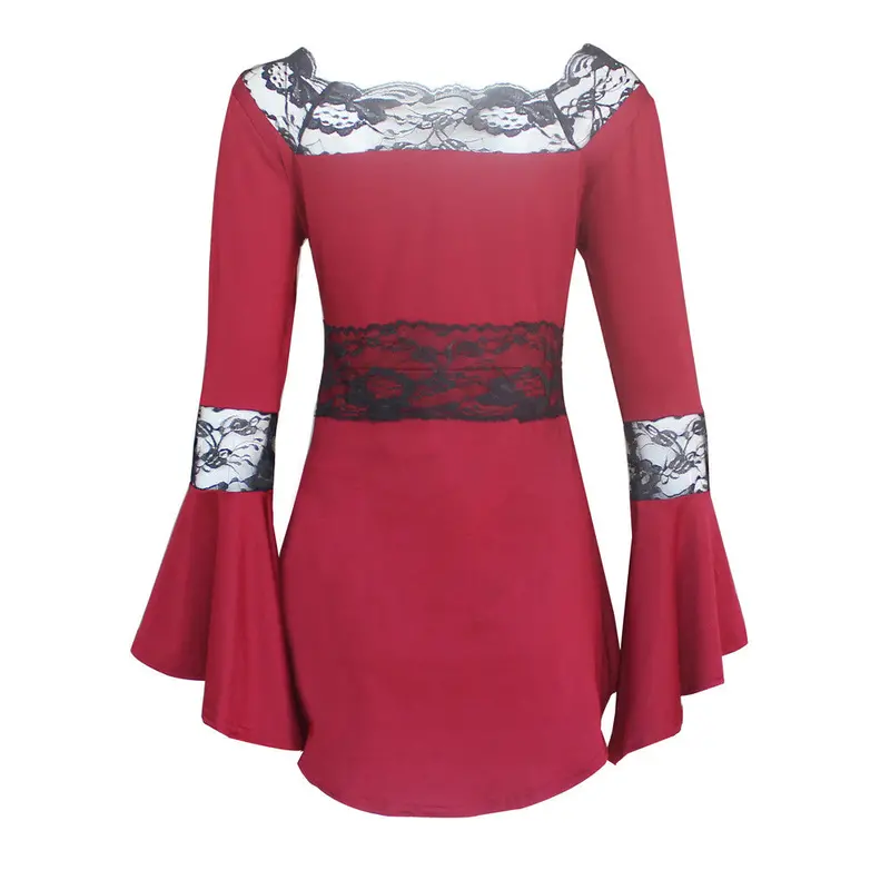 Women Lace Long Sleeve Cotton Blouse Casual Loose Square Collar Party Sexy Blouse Shirt For Femme Blusa Xxl Size 1
