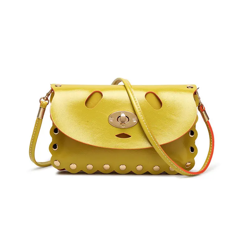 Women Ladies Hbag Creative Mini Cute Bear Hollow Pattern Rivet Tote Purse Leather Girl Messenger Shoulder Bags 5