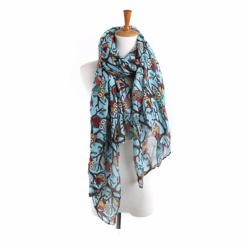 Women Ladies Owl Print Long Scarf Warm Wrap Shawl Fast Shipping 1