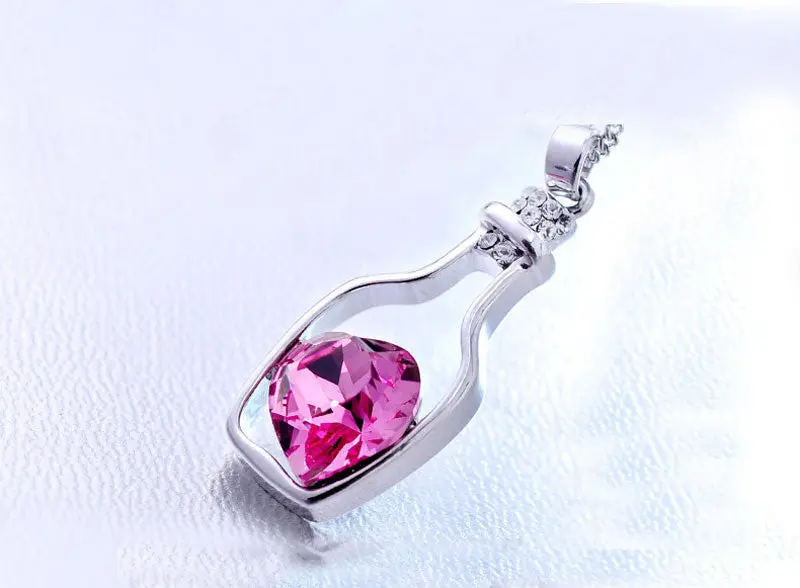 Women Ladies Popular Crystal Necklace Love Drift Bottles Collares Necklaces & Pendants Feida 1