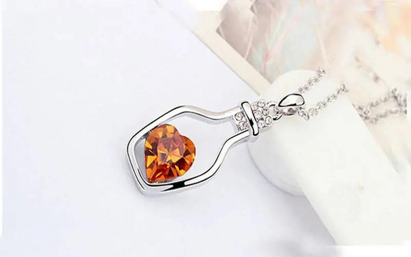 Women Ladies Popular Crystal Necklace Love Drift Bottles Collares Necklaces & Pendants Feida 3