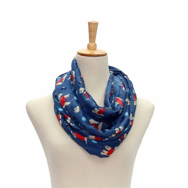 Women Ladies Puppy Pattern Print Voile Brand Wrap Shawls And Scarves For Women 1