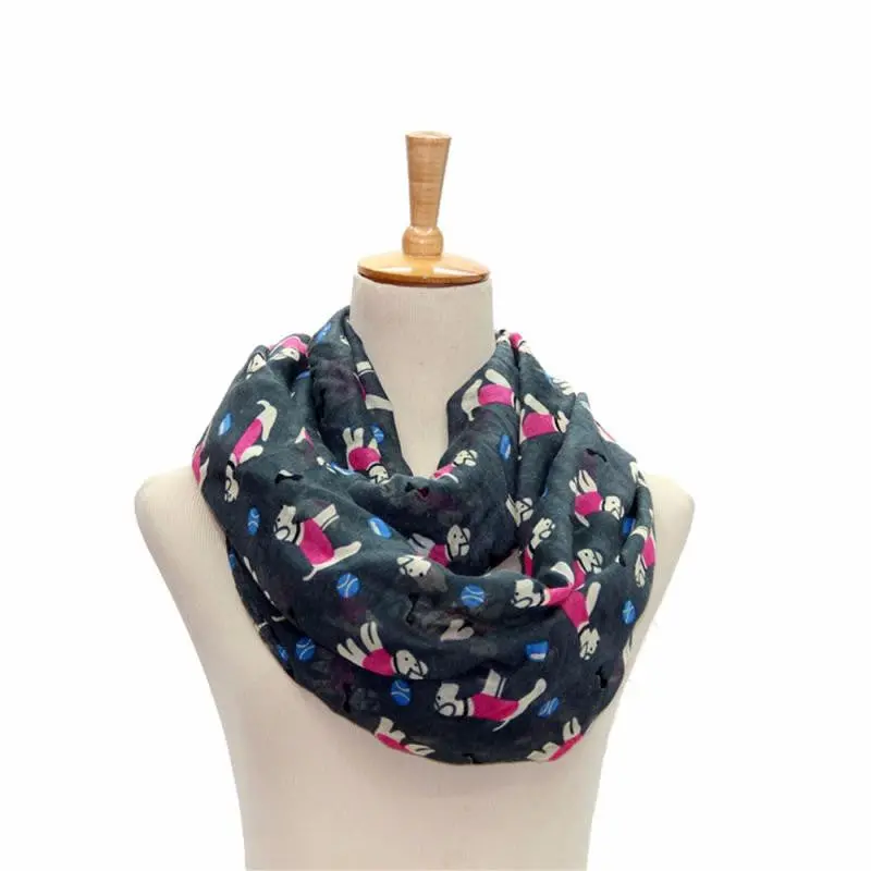 Women Ladies Puppy Pattern Print Voile Brand Wrap Shawls And Scarves For Women 2