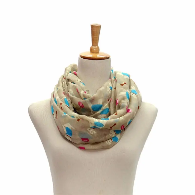 Women Ladies Puppy Pattern Print Voile Brand Wrap Shawls And Scarves For Women 3