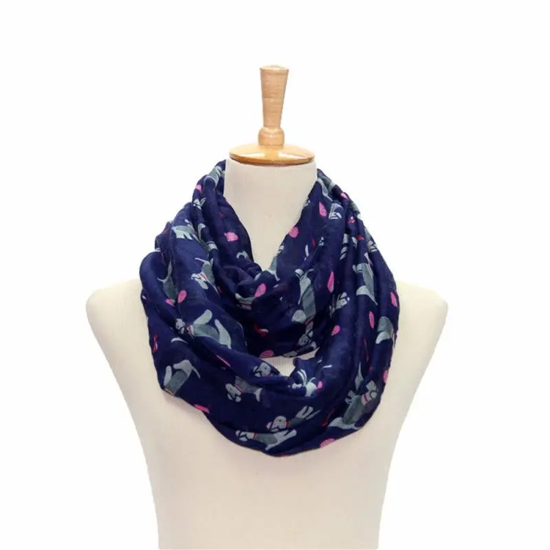 Women Ladies Puppy Pattern Print Voile Brand Wrap Shawls And Scarves For Women 4