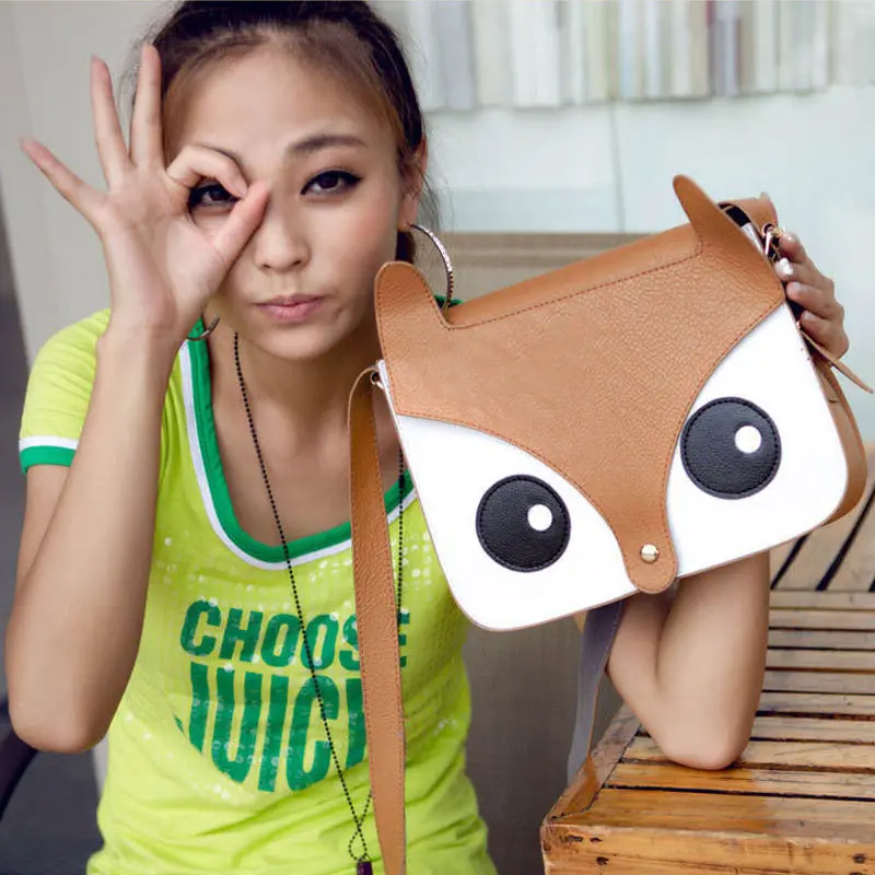 Women Ladies Retro Shoulder Bag Messenger Bags Cute School Tote Owl Fox Pu Handbags 2