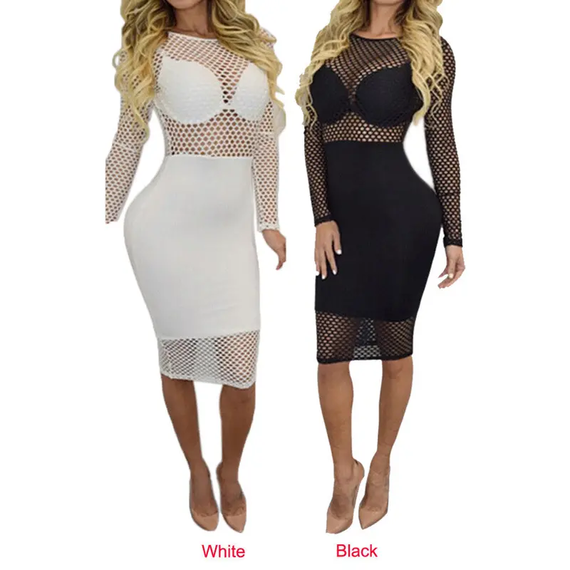 Women Ladies Sexy Sweater White Black Long Sleeve Backless Bandage Lace Dress Dresses Style Dress Feida 3