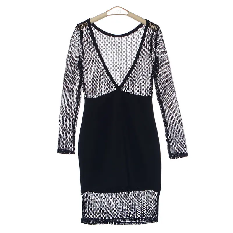 Women Ladies Sexy Sweater White Black Long Sleeve Backless Bandage Lace Dress Dresses Style Dress Feida 5