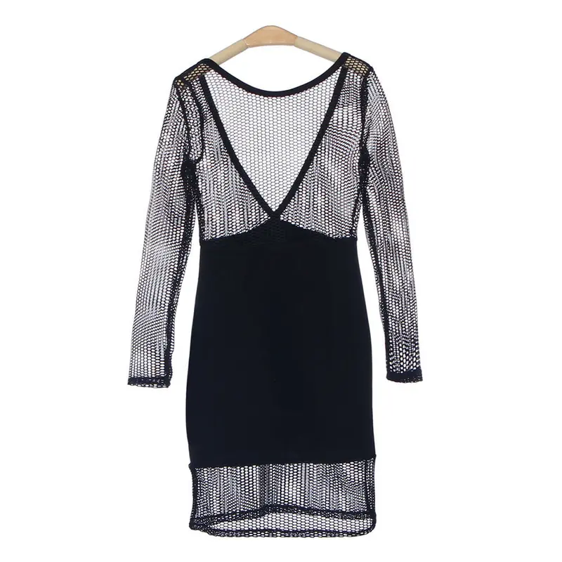 Women Ladies Sexy Sweater White Black Long Sleeve Backless Bandage Lace Dress Dresses Style Dress Feida 6