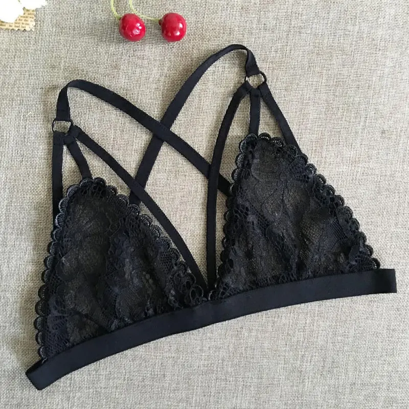 Women Ladies Sheer Lace Bralette Bra Top Sexy Transparent Lingerie Brassiere Backless Strappy Bras Soutien Gorge 8