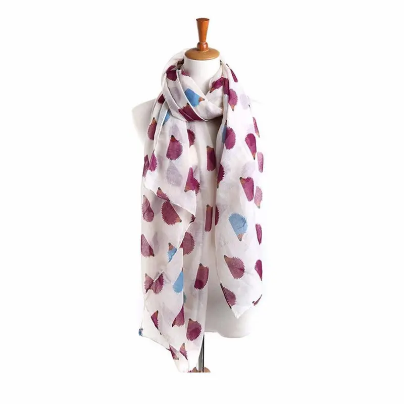 Women Lady Hedgehog Pattern Warm Long Soft Voile Scarves Shawl Wrap Scarf 1