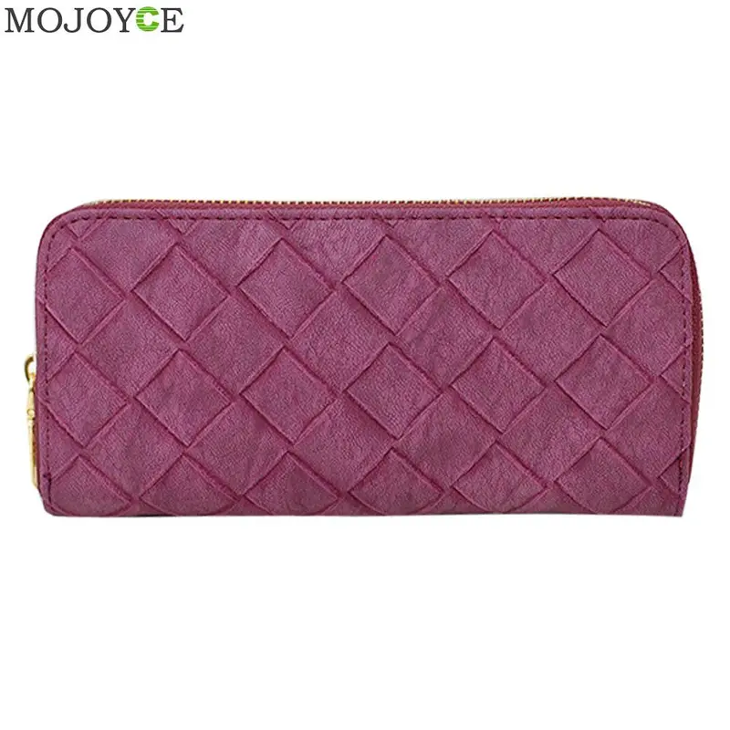 Women Lady Pu Leather Clutch Wallet Long Card Holder Case Coin Purse Handbag Card Holder Carteira Feminino Sac Plaid Purse 1