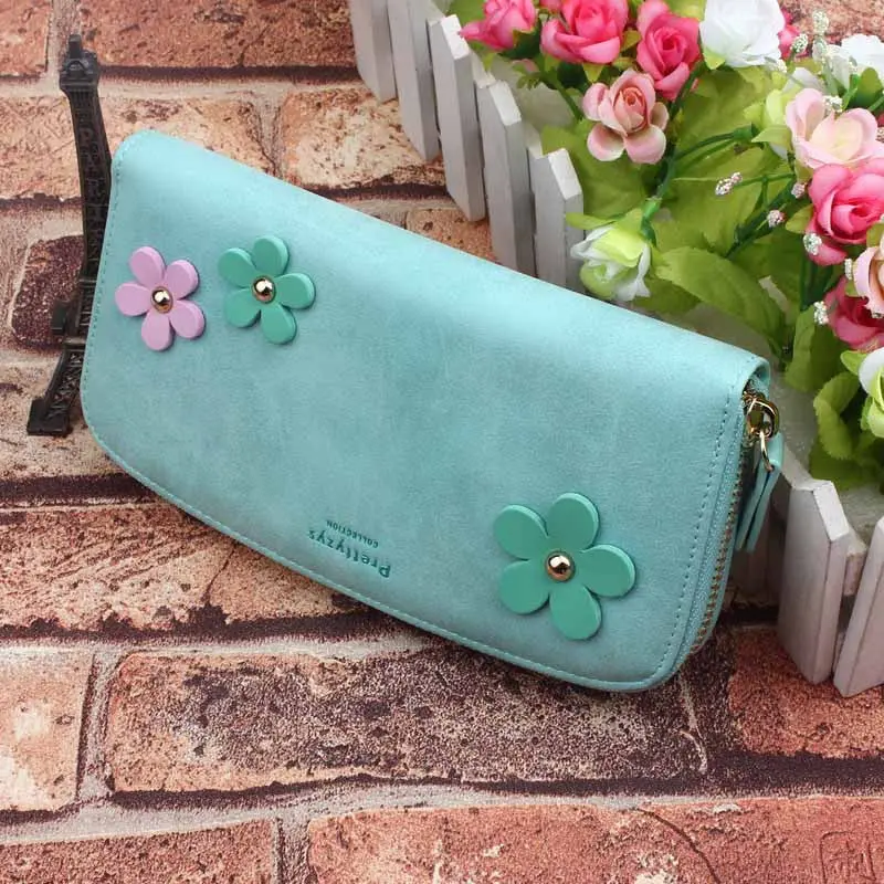Women Lady Women Flower Wallet Long Card Holder Mobile Bag Zip Purse 2