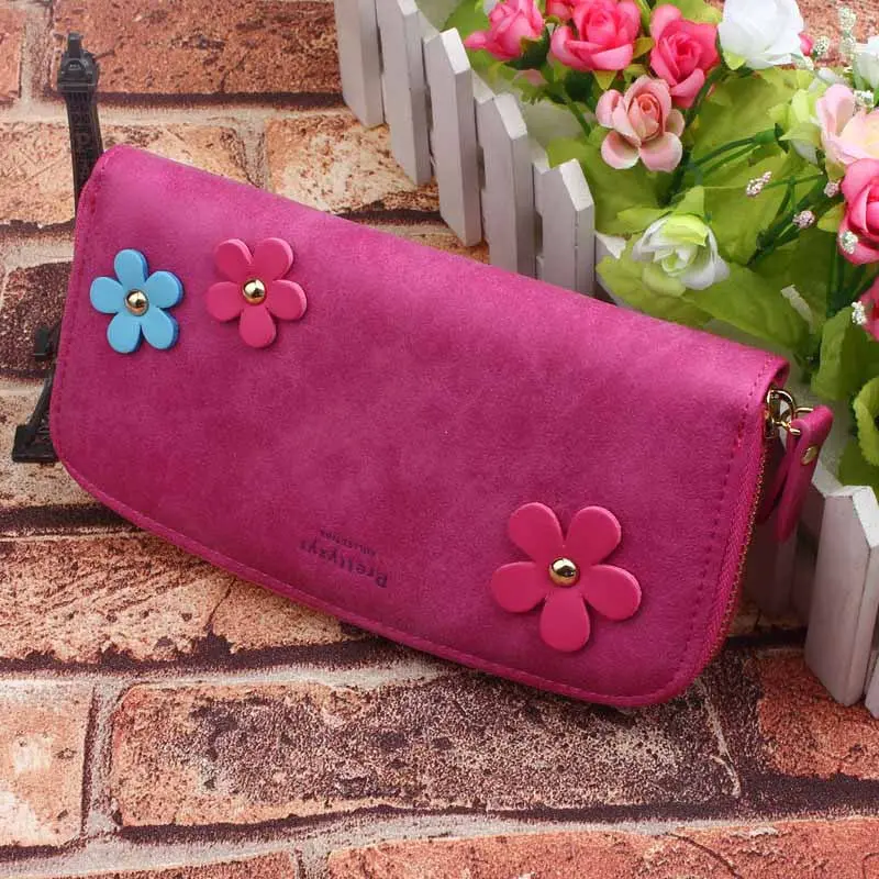 Women Lady Women Flower Wallet Long Card Holder Mobile Bag Zip Purse 3