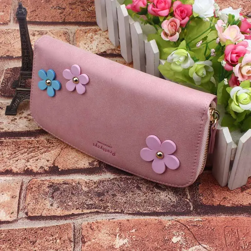 Women Lady Women Flower Wallet Long Card Holder Mobile Bag Zip Purse 5