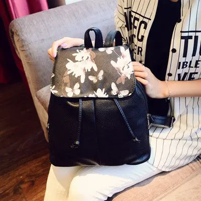 Women Leather Backpacks Foral Printing Backpack Schoolbag Travel Satchel Bag Vintage Backpacks For Women Mochilas 1
