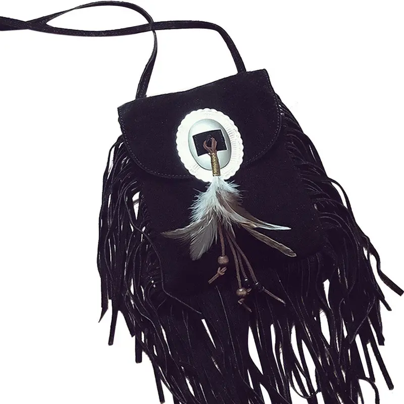 Women Leather Feather Fringe Tassel Shoulder Bag Crossbody Bag Messenger Hbag Satchel Bolsos Mujer Hbags 1