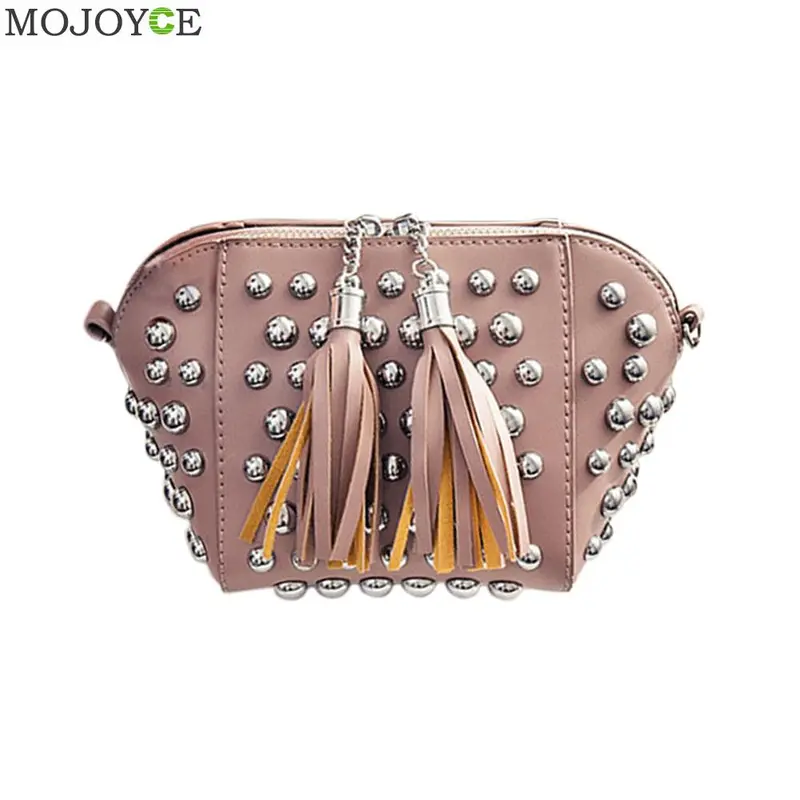 Women Leather Handbag Pu Women Messenger Bags Tassels Crossbody Shell Bag Rivets Women Bag Tote Famous Brand Bolsa Feminina 1
