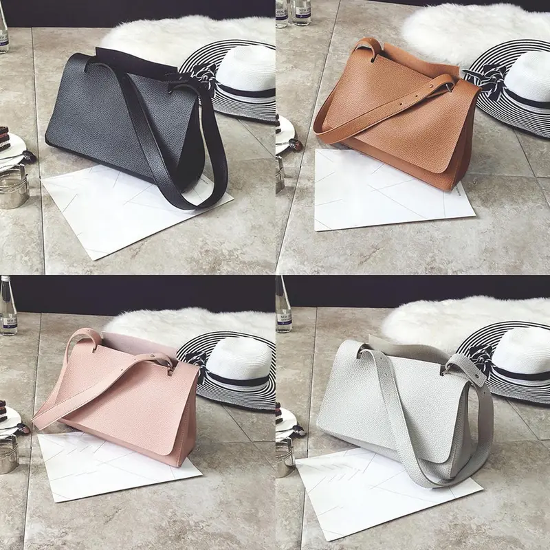 Women Leather Litchi Stria Hbag Cross Body Single Shoulder Big Bags Trendy Women's Messenger Bag Tote Bolsas 2