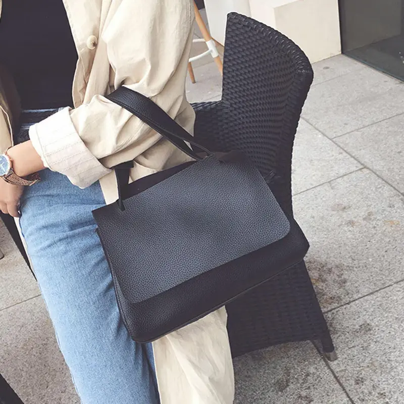 Women Leather Litchi Stria Hbag Cross Body Single Shoulder Big Bags Trendy Women's Messenger Bag Tote Bolsas 3