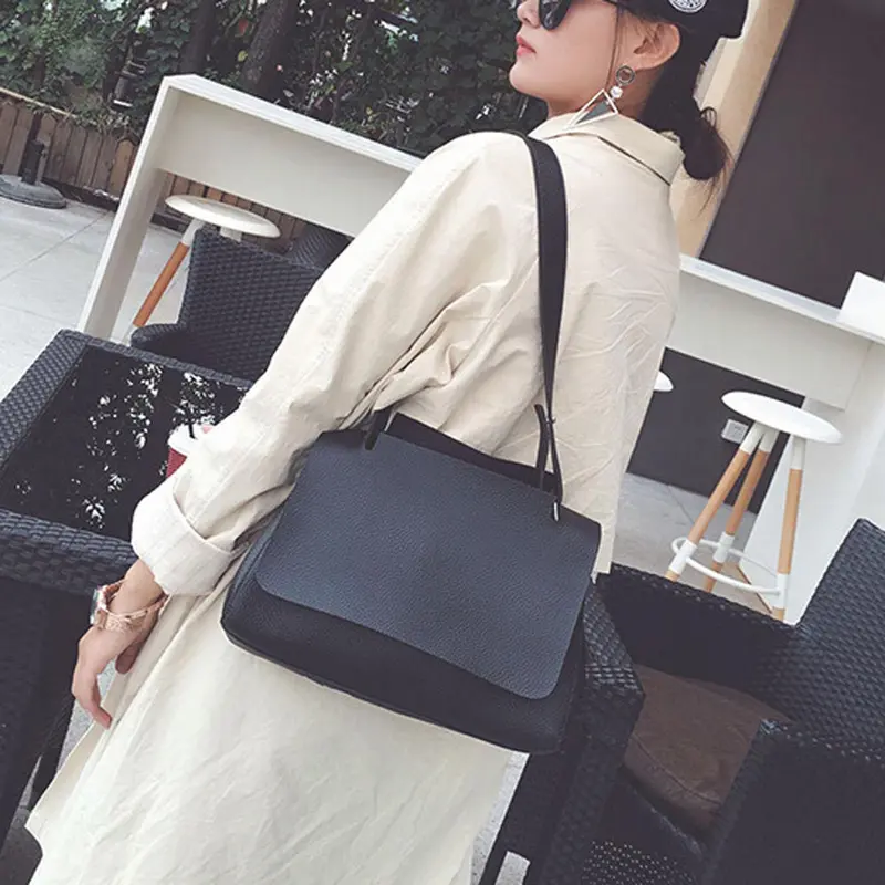 Women Leather Litchi Stria Hbag Cross Body Single Shoulder Big Bags Trendy Women's Messenger Bag Tote Bolsas 4