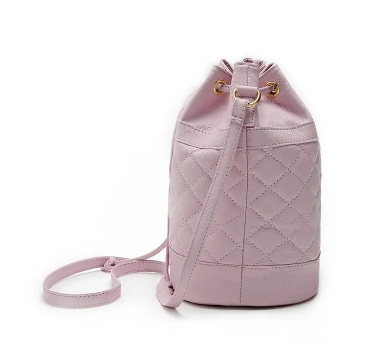 Women Leather Quilted Hbag Bucket Shoulder Messenger Bag Tote Satchel 2