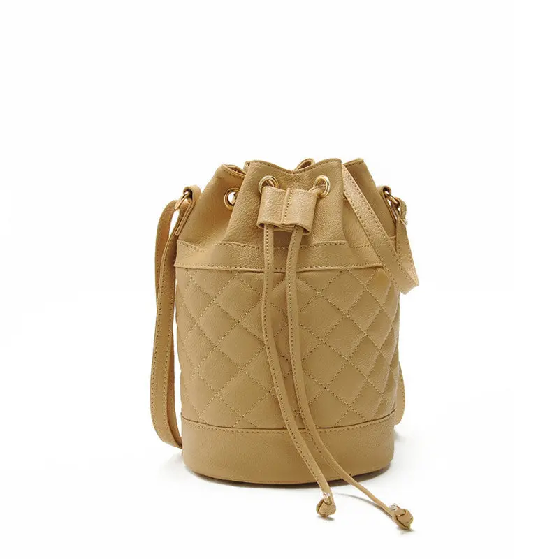 Women Leather Quilted Hbag Bucket Shoulder Messenger Bag Tote Satchel 3